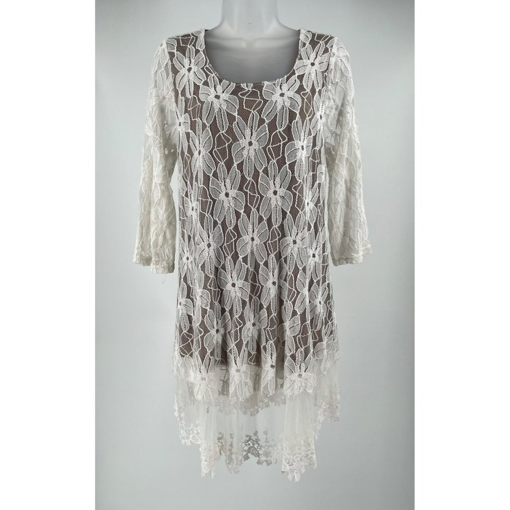Lady Noiz White Floral Lace 3/4 Sleeve Dress Size XL NWOT - Picture 5 of 10